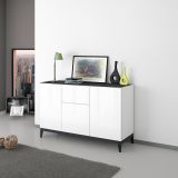 Credenza bianco lucida e ardesia 120x40x82h cm 3 ante e 1 cassetto - Albatross