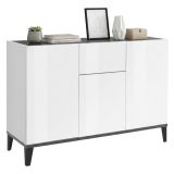 Credenza bianco lucida e ardesia 120x40x82h cm 3 ante e 1 cassetto - Albatross