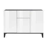 Credenza bianco lucida e ardesia 120x40x82h cm 3 ante e 1 cassetto - Albatross
