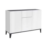 Credenza bianco lucida e ardesia 120x40x82h cm 3 ante e 1 cassetto - Albatross