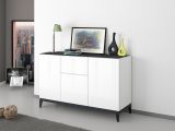 Credenza bianco lucida e ardesia 120x40x82h cm 3 ante e 1 cassetto - Albatross