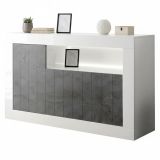 Credenza bianco lucida e ardesia 138x42x86h cm 3 ante - Dolphin