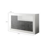 Credenza bianco lucida e ardesia 138x42x86h cm 3 ante - Dolphin