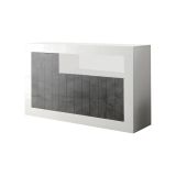 Credenza bianco lucida e ardesia 138x42x86h cm 3 ante - Dolphin