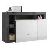 Credenza bianco lucida e ardesia 146x42x93h cm 2 ante - Atlantica