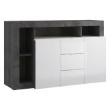 Credenza bianco lucida e ardesia 146x42x93h cm 2 ante - Atlantica