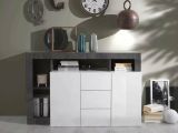 Credenza bianco lucida e ardesia 146x42x93h cm 2 ante - Atlantica