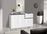 Credenza bianco lucida e ardesia 150x40x80h cm 2 ante e 3 cassetti - Asgard