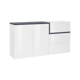 Credenza bianco lucida e ardesia 150x40x80h cm 2 ante e 3 cassetti - Asgard