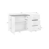 Credenza bianco lucida e ardesia 150x40x80h cm 2 ante e 3 cassetti - Asgard