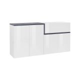 Credenza bianco lucida e ardesia 160x40x80h cm 4 ante e 1 cassetto - Ashy