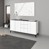 Credenza bianco lucida e ardesia 160x40x82h cm 3 ante e 3 cassetti - Abic