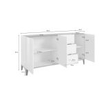 Credenza bianco lucida e ardesia 160x40x82h cm 3 ante e 3 cassetti - Abic