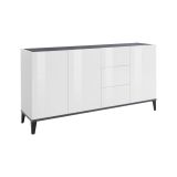 Credenza bianco lucida e ardesia 160x40x82h cm 3 ante e 3 cassetti - Abic