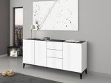 Credenza bianco lucida e ardesia 160x40x82h cm 3 ante e 3 cassetti - Abic