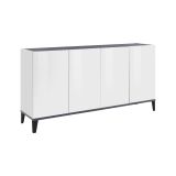Credenza bianco lucida e ardesia 160x40x82h cm 4 ante - Ashley