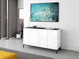 Credenza bianco lucida e ardesia 160x40x82h cm 4 ante - Ashley