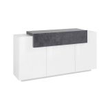 Credenza bianco lucida e ardesia 160x45x85h cm 4 ante - Aschly