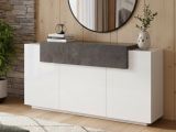 Credenza bianco lucida e ardesia 160x45x85h cm 4 ante - Aschly