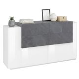 Credenza bianco lucida e ardesia 160x45x86h cm 2 ante e 4 cassetti - Ashi