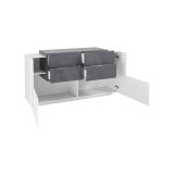 Credenza bianco lucida e ardesia 160x45x86h cm 2 ante e 4 cassetti - Ashi