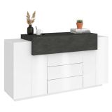 Credenza bianco lucida e ardesia 160x45x86h cm 3 ante e 3 cassetti - Arbon