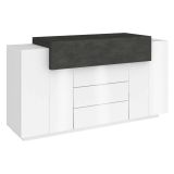 Credenza bianco lucida e ardesia 160x45x86h cm 3 ante e 3 cassetti - Arbon