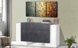 Credenza bianco lucida e ardesia 170x45x85h cm 4 ante e 2 cassetti - Alei