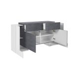 Credenza bianco lucida e ardesia 170x45x85h cm 4 ante e 2 cassetti - Alei