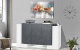 Credenza bianco lucida e ardesia 170x45x85h cm 5 ante - Arek