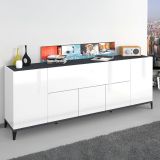 Credenza bianco lucida e ardesia 200x40x82h cm 6 ante - Amour