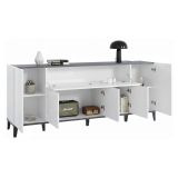 Credenza bianco lucida e ardesia 200x40x82h cm 6 ante - Amour