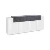 Credenza bianco lucida e ardesia 200x45x85h cm 5 ante - Discordia
