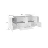 Credenza bianco lucida e ardesia 200x45x86h cm 7 ante - Astice
