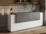 Credenza bianco lucida e ardesia 200x45x86h cm 7 ante - Astice