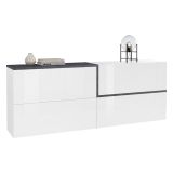 Credenza bianco lucida e ardesia 210x40x80h cm 4 ante - Anubi