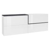 Credenza bianco lucida e ardesia 210x40x80h cm 4 ante - Anubi