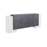 Credenza bianco lucida e ardesia 210x45x85h cm 6 ante - Hades