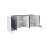 Credenza bianco lucida e ardesia 210x45x85h cm 6 ante - Hades