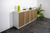 Credenza bianco lucida e noce 180x41x86h cm 4 ante - Aulina
