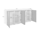 Credenza bianco lucida e noce 180x41x86h cm 4 ante - Aulina