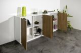 Credenza bianco lucida e noce 180x41x86h cm 4 ante - Aulina