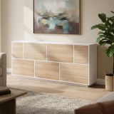 Credenza bianco lucida e noce 200x41x86h cm 7 ante - Clinoumite