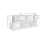 Credenza bianco lucida e noce 200x41x86h cm 7 ante - Clinoumite