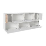 Credenza bianco lucida e noce 200x41x86h cm 7 ante - Clinoumite