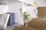 Credenza bianco lucida e noce 200x41x86h cm 7 ante - Clinoumite