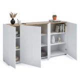 Credenza bianco lucida e rovere 174x40x92h cm 4 ante - Talassa