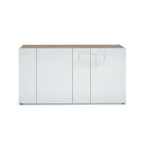 Credenza bianco lucida e rovere 174x40x92h cm 4 ante - Talassa