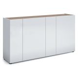 Credenza bianco lucida e rovere 174x40x92h cm 4 ante - Talassa