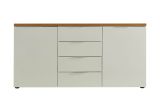 Credenza bianco lucida e rovere 180x43x89h cm 2 ante e 4 cassetti - Satriano